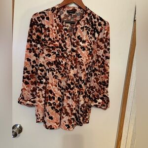 Cocomo Orange and Brown Leopard-Print Blouse